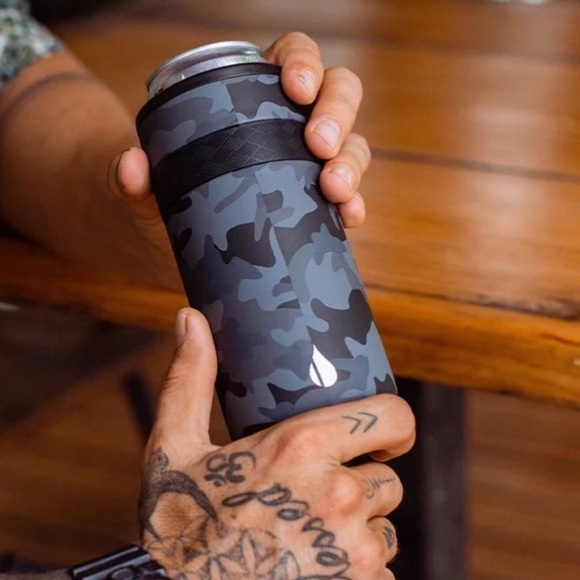 Elemental Recess Slim Can Cooler Stainless Steel Silicone Black Camo - Picture 1 of 6